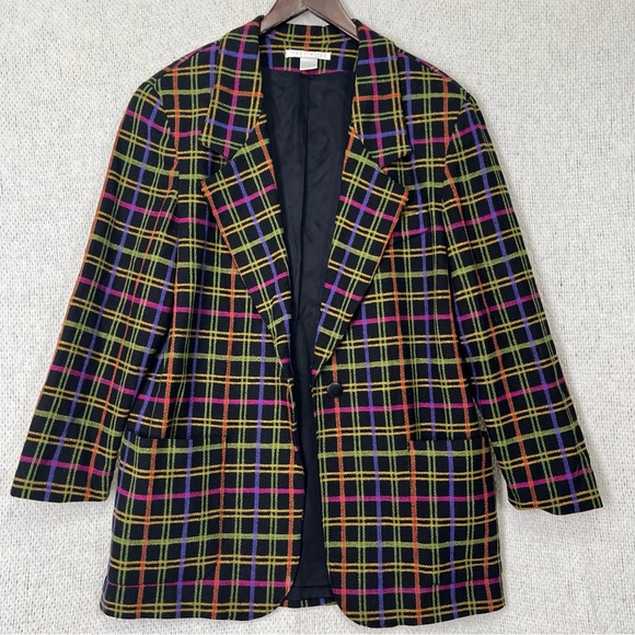 Vintage The Limited Wool Blend Blazer Women L Jacket Groovy 80s 90s USA Made - Picture 12 of 16